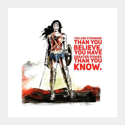 Wonder Woman quote Square Art Prints