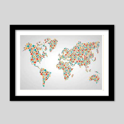 World Map Dots Pattern Premium Italian Wooden Frames