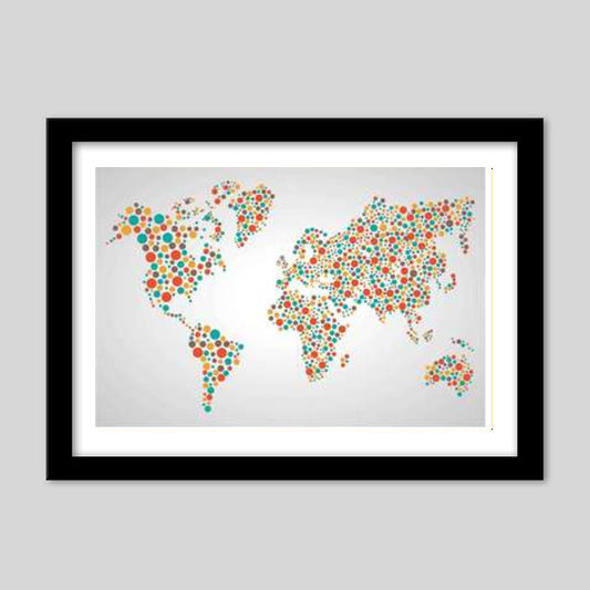World Map Dots Pattern Premium Italian Wooden Frames
