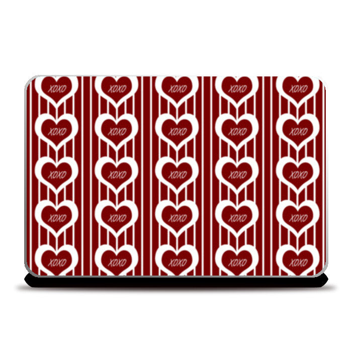 Laptop Skins, Red Hearts Love XOXO Striped Valentines Day Design Laptop Skins