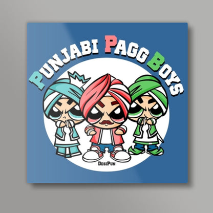 Punjabi Pagg Boys Square Art Prints