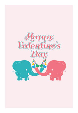PosterGully Specials, Two baby elephant valentines day celebration Wall Art