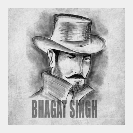 Bhagat Singh sketch Square Art Prints