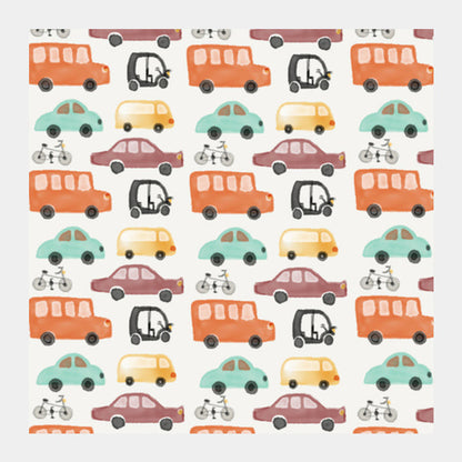 Square Art Prints, bus car van pattern Square Art Prints