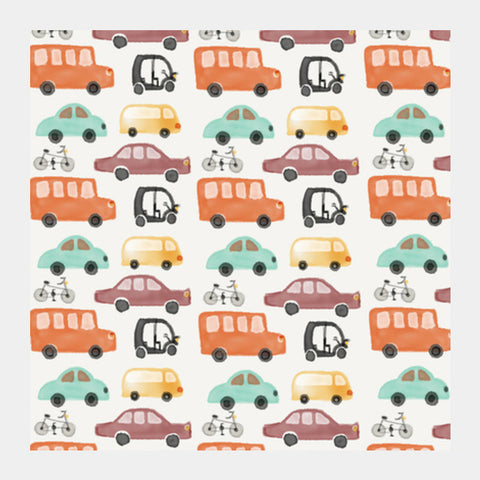 Square Art Prints, bus car van pattern Square Art Prints