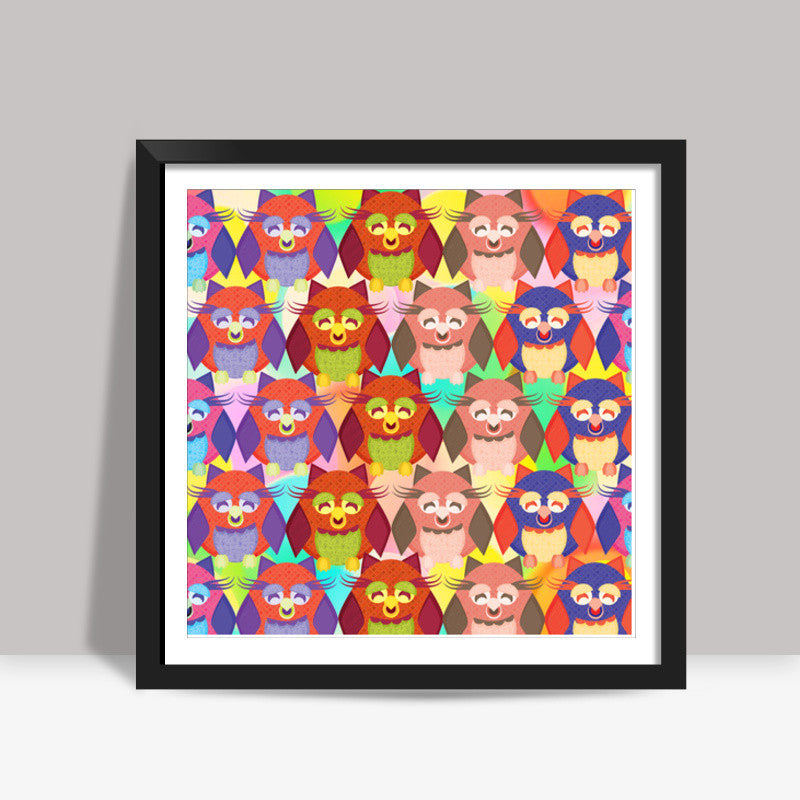 Crazy Owls!! Square Art Prints