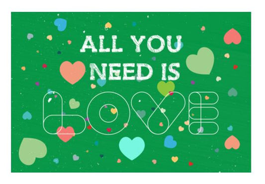 PosterGully Specials, love typography with green Wall Art