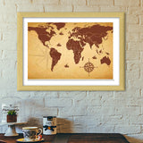 World Map Wall Poster Premium Italian Wooden Frames