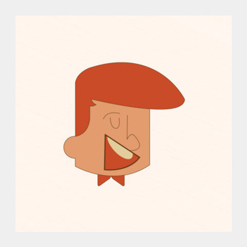 Funny Cartoon Face Of Modern Man Square Art Prints PosterGully Specials
