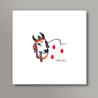 Gaiya | The adorable Indian Cow Square Art Prints