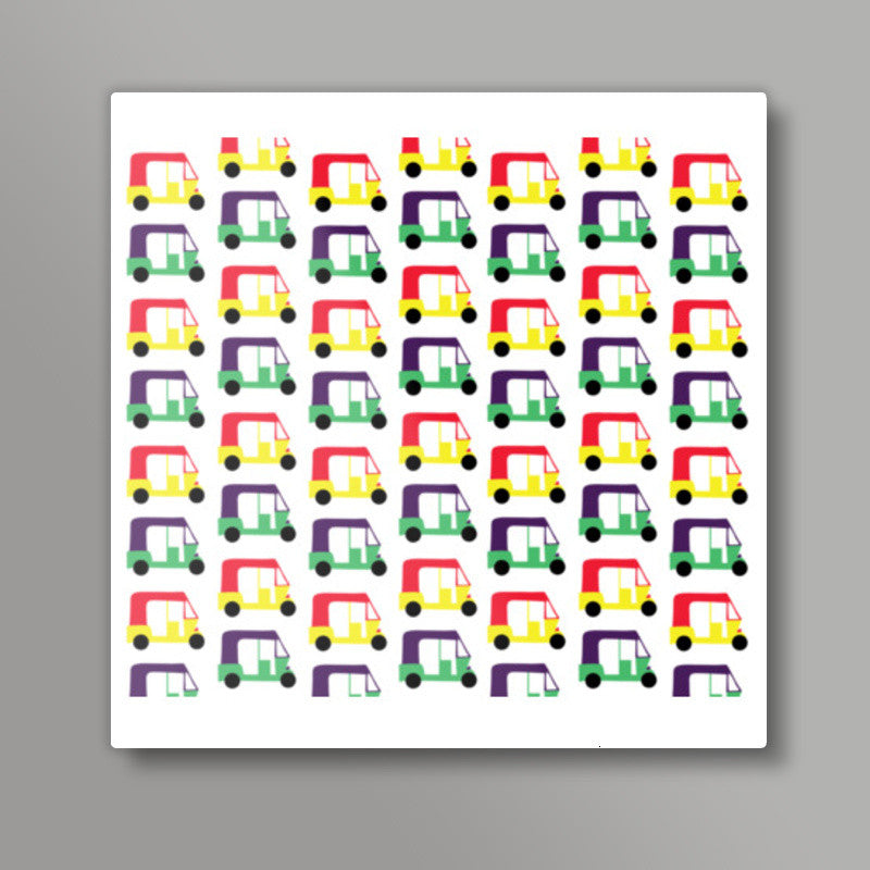Auto Rickshaw Pattern Square Art Prints