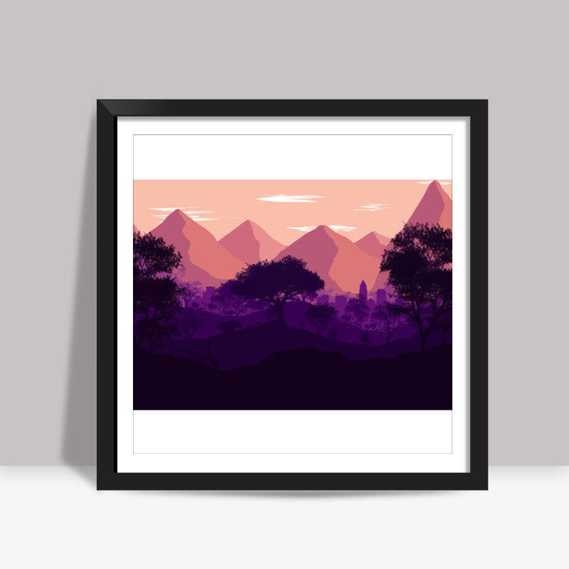 LAVENDER LANDSCAPE Square Art Prints