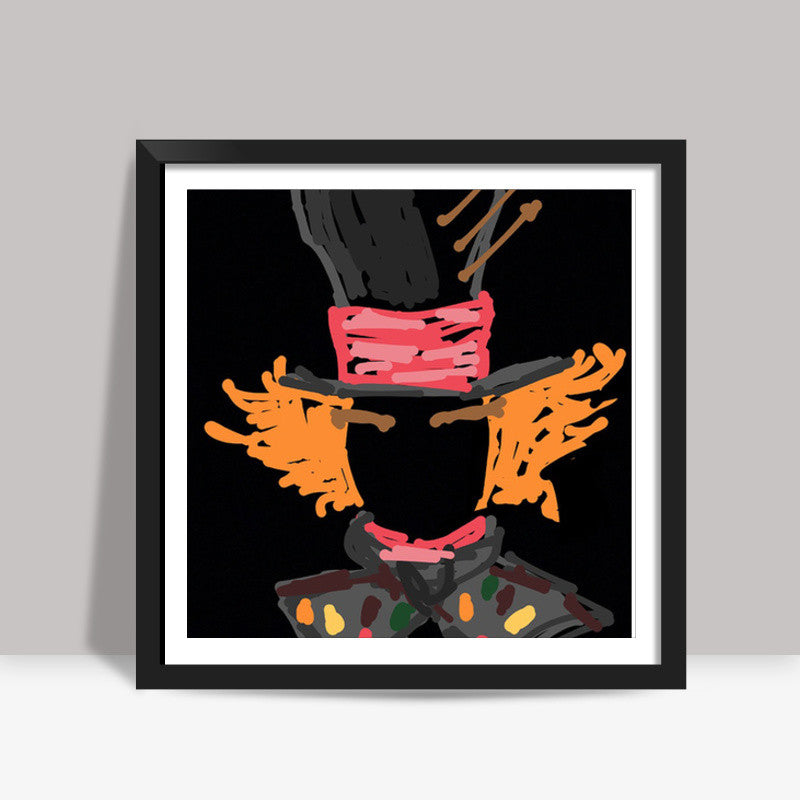 Mad Hatter Alice In Wonderland Minimal Sketch Doodle Artwork (Movies/Childhood) Square Art Prints