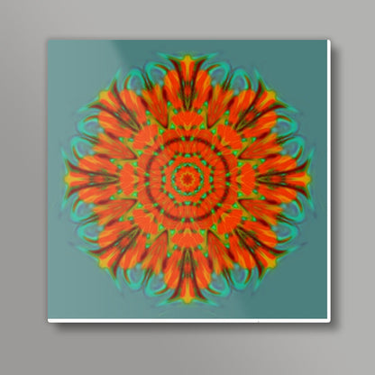 Orange Kaleido Square Art Prints