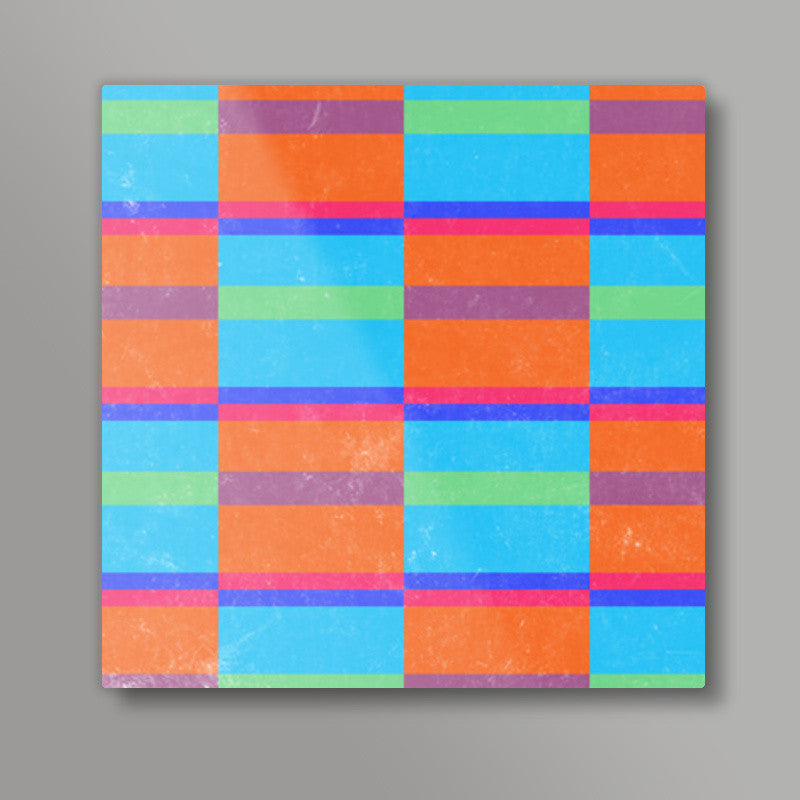 Evermore | Orange Cyan | Geometric Pattern Square Art Prints