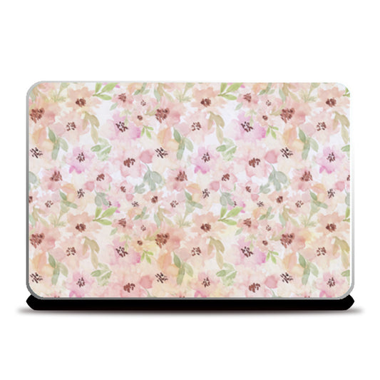 Painted Pink Floral Laptop Skins