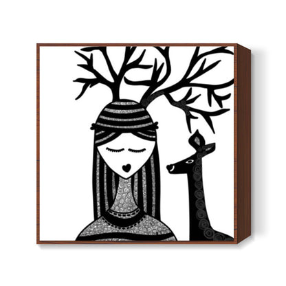 The Girl & the deer <3 Square Art Prints