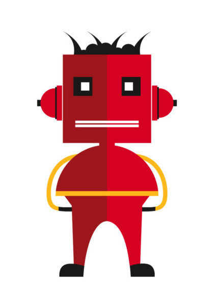 Red Stylish Hipster Robot Art PosterGully Specials