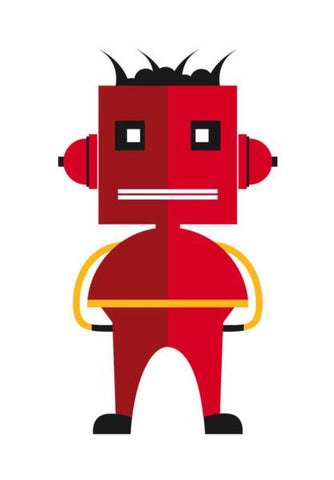 PosterGully Specials, Red Stylish Hipster Robot Wall Art