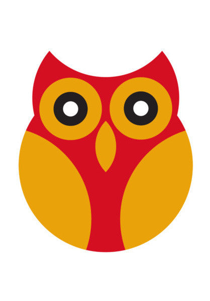 Red With Yellow Geometric Owl Art PosterGully Specials