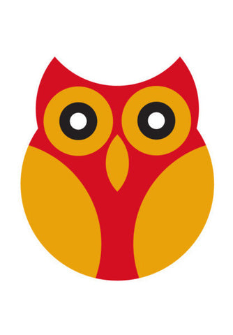 Red With Yellow Geometric Owl Art PosterGully Specials