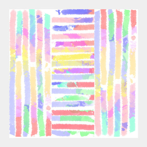 Abstract Watercolor stripes Square Art Prints