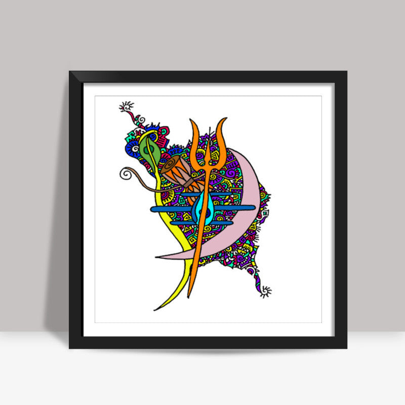 Abstract Shiva Zenscrawl Square Art Prints