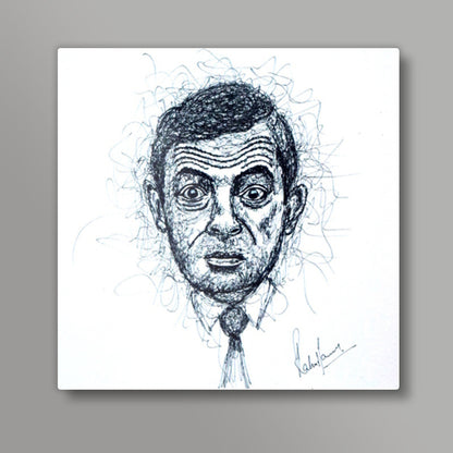 Mr Bean Scribbling Square Art Prints