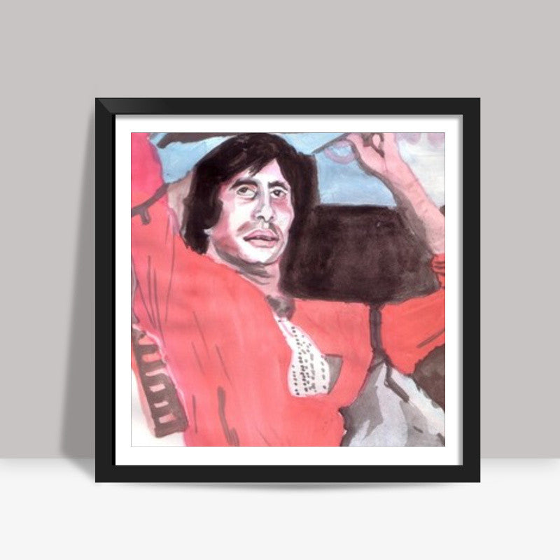 Bollywood superstar Amitabh Bachchan from his memorable movie Coolie Square Art Prints