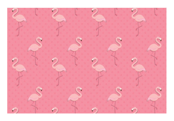 Pink - Dots with Flamingo  Wall Art