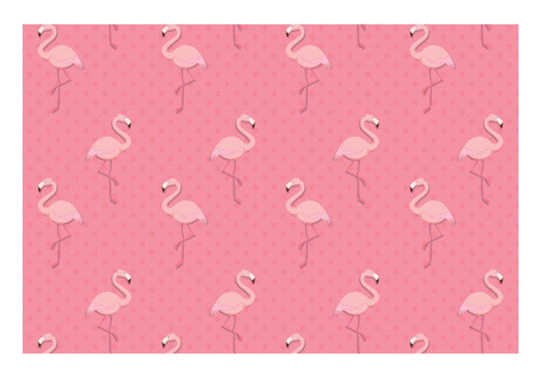 Pink - Dots with Flamingo  Wall Art