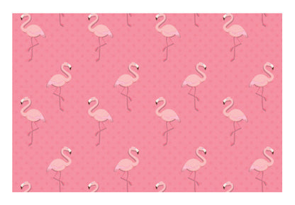 Pink - Dots with Flamingo  Wall Art