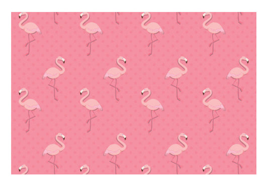 Pink - Dots with Flamingo  Wall Art