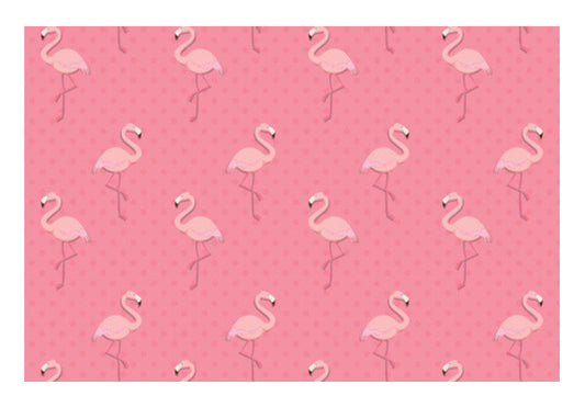 Pink - Dots With Flamingo  Art PosterGully Specials