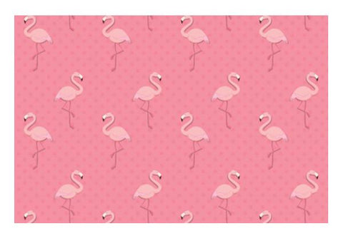 PosterGully Specials, Pink - Dots with Flamingo  Wall Art