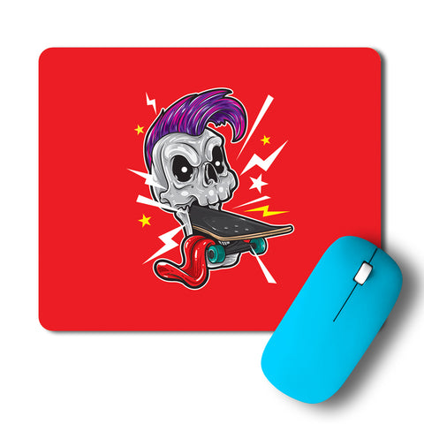 Skull Punk Skateboard Minimal Artwork Mousepad