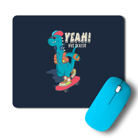 Cool Dinosaur Skateboarding Artwork Mousepad