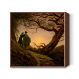 Two Men Contemplating the Moon by Caspar David Friedrich Square Art Prints
