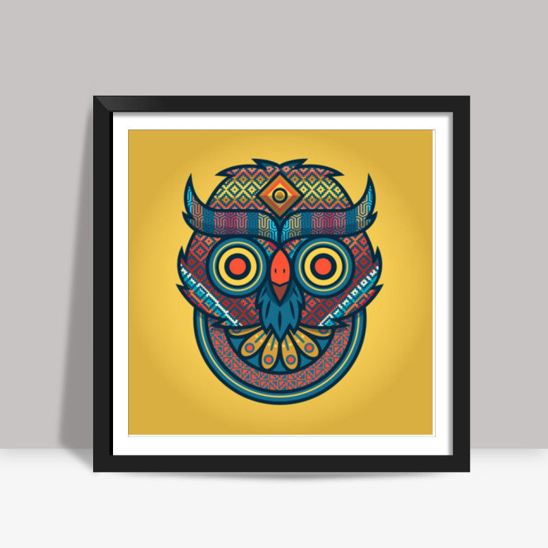 Trippy Owl Square Art Prints