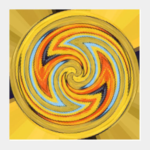Psychedelic Abstract Digital Wall Art Yellow Twirl Kaleidoscope Background Square Art Prints PosterGully Specials