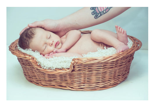 Baby Sleeping In Basket  Wall Art