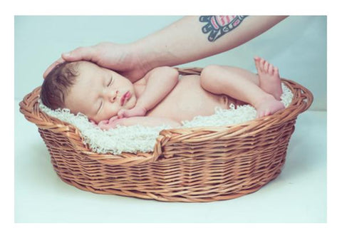 Baby Sleeping In Basket  Wall Art PosterGully Specials