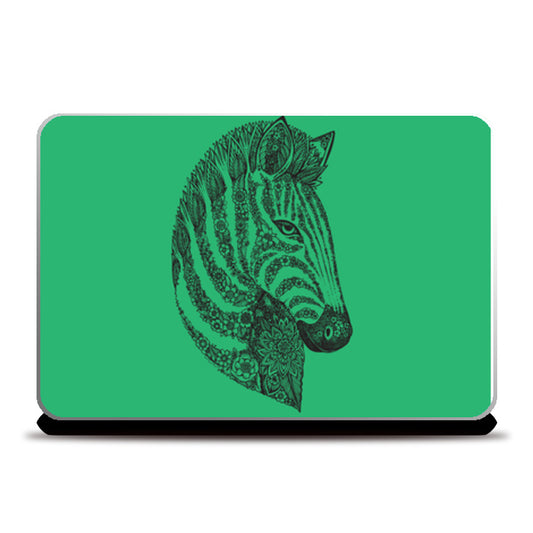 Floral Zebra Head Laptop Skins